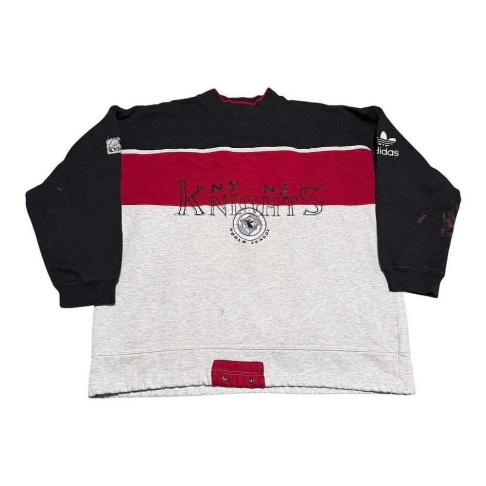 Vintage Adidas New York New Jersey Knights Stained Mock Neck Sweatshirt Adult L